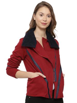 terrycloth detail collar zip up jacket - 15475749 - Standard Image - 2