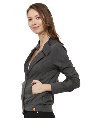 stylized neck button down jacket - 15475752 - Standard Image - 2