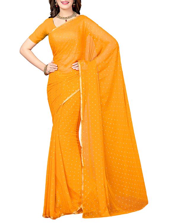 (pack of 2) multicolor georgette printed saree combo with blouse - 15475803 - Zoom Image - 2