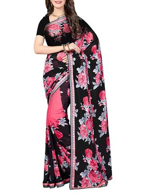 (pack of 2) multicolor georgette printed saree combo with blouse - 15475828 - Standard Image - 2