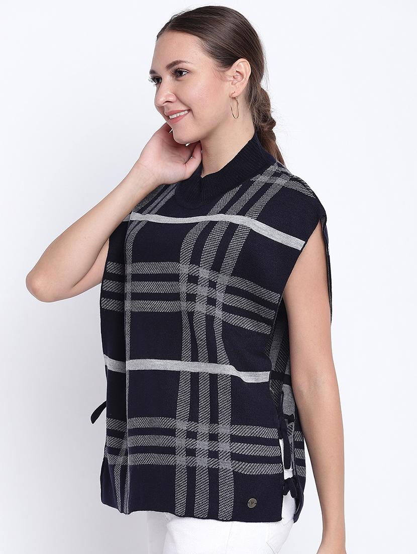 checkered woolen poncho - 15476361 - Zoom Image - 2