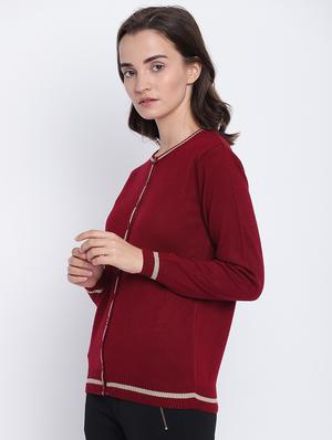 round neck woolen cardigan - 15476428 - Standard Image - 2