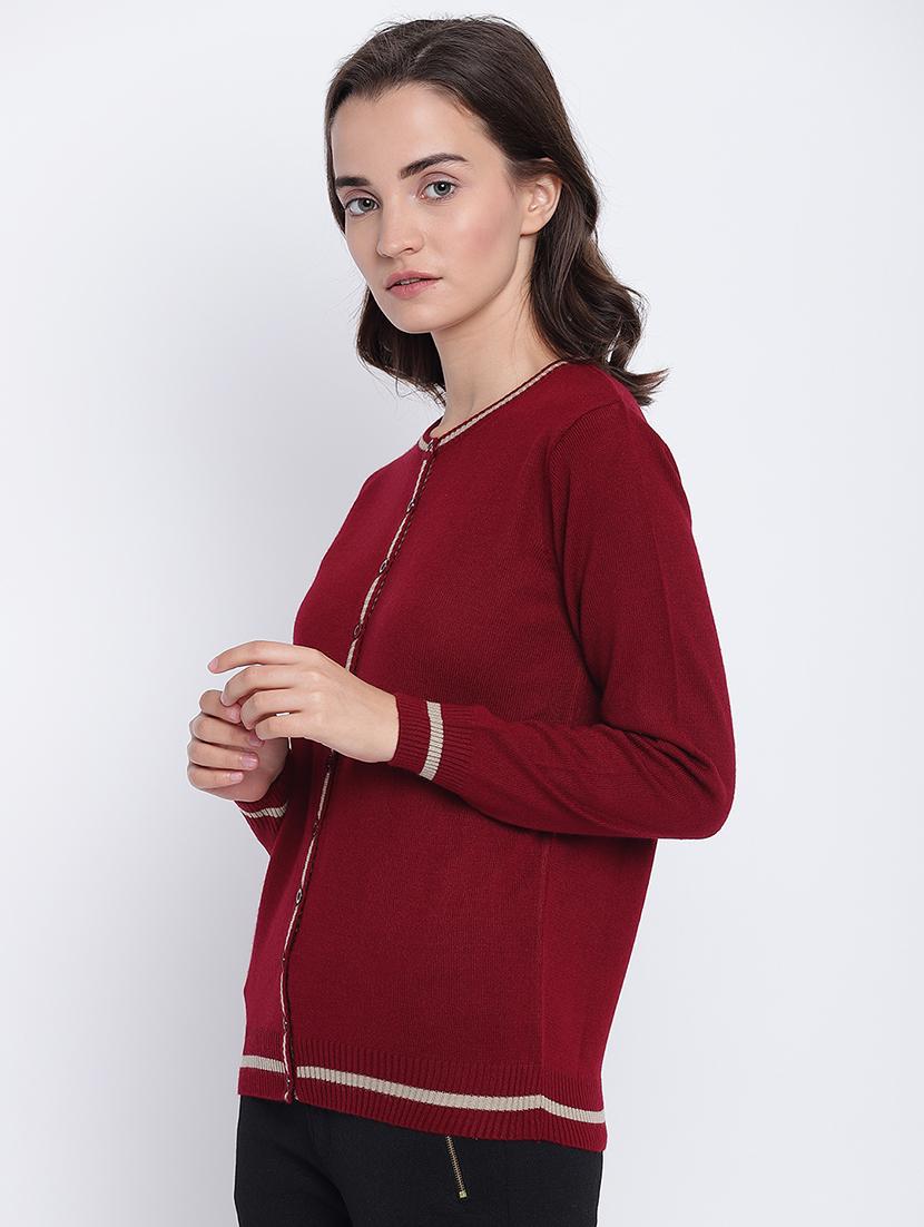 round neck woolen cardigan - 15476428 - Zoom Image - 2