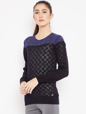 pointelle knit color block pullover - 15476447 - Standard Image - 2