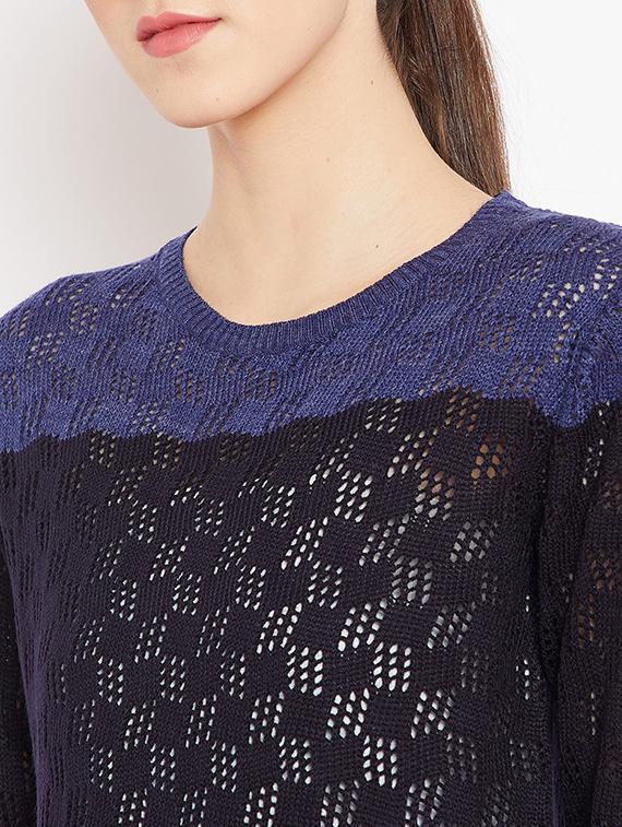 pointelle knit color block pullover - 15476447 - Zoom Image - 5