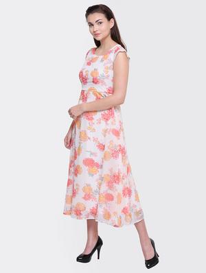 cap sleeved floral printed a-line dress - 15476759 - Standard Image - 2