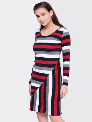 long sleeved striped sheath dress - 15476766 - Standard Image - 2