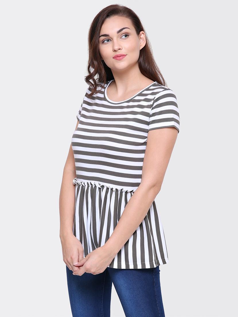 gather detail striped top - 15476802 - Zoom Image - 2