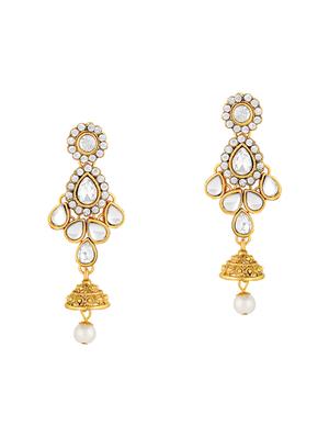 white gold tone necklace, earrings & maangteeka set - 15476985 - Standard Image - 2