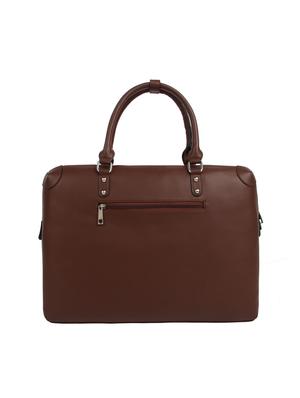 brown leatherette (pu) laptop bag - 15477561 - Standard Image - 2