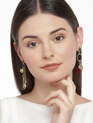 red gold tone tassel earrings - 15478991 - Standard Image - 2