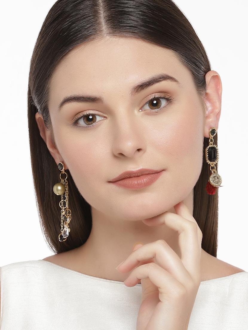 red gold tone tassel earrings - 15478991 - Zoom Image - 2