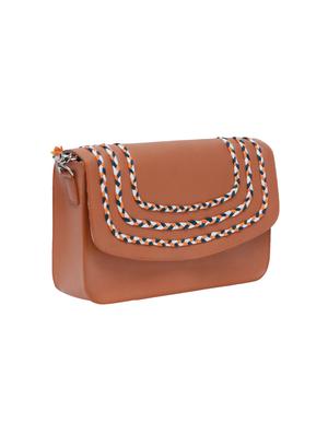 tan leatherette (pu) regular sling bag - 15479071 - Standard Image - 5