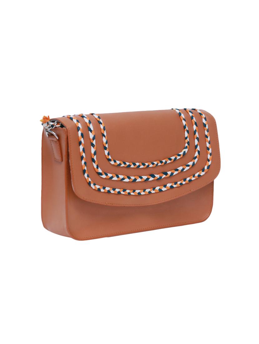 tan leatherette (pu) regular sling bag - 15479071 - Zoom Image - 5