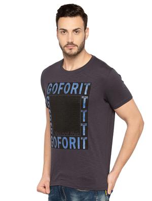 grey cotton chest print t-shirt - 15480495 - Standard Image - 2
