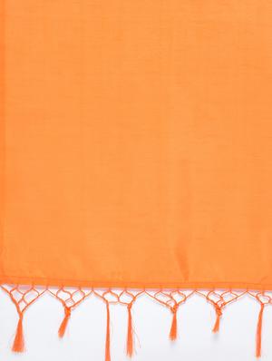 tassels pallu plain orange saree with blouse - 15482348 - Standard Image - 5