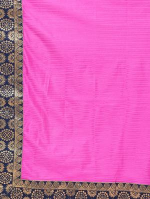 contrast jacquard border saree with blouse - 15482350 - Standard Image - 5