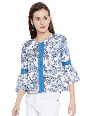 crochet detailed printed top - 15482690 - Standard Image - 2