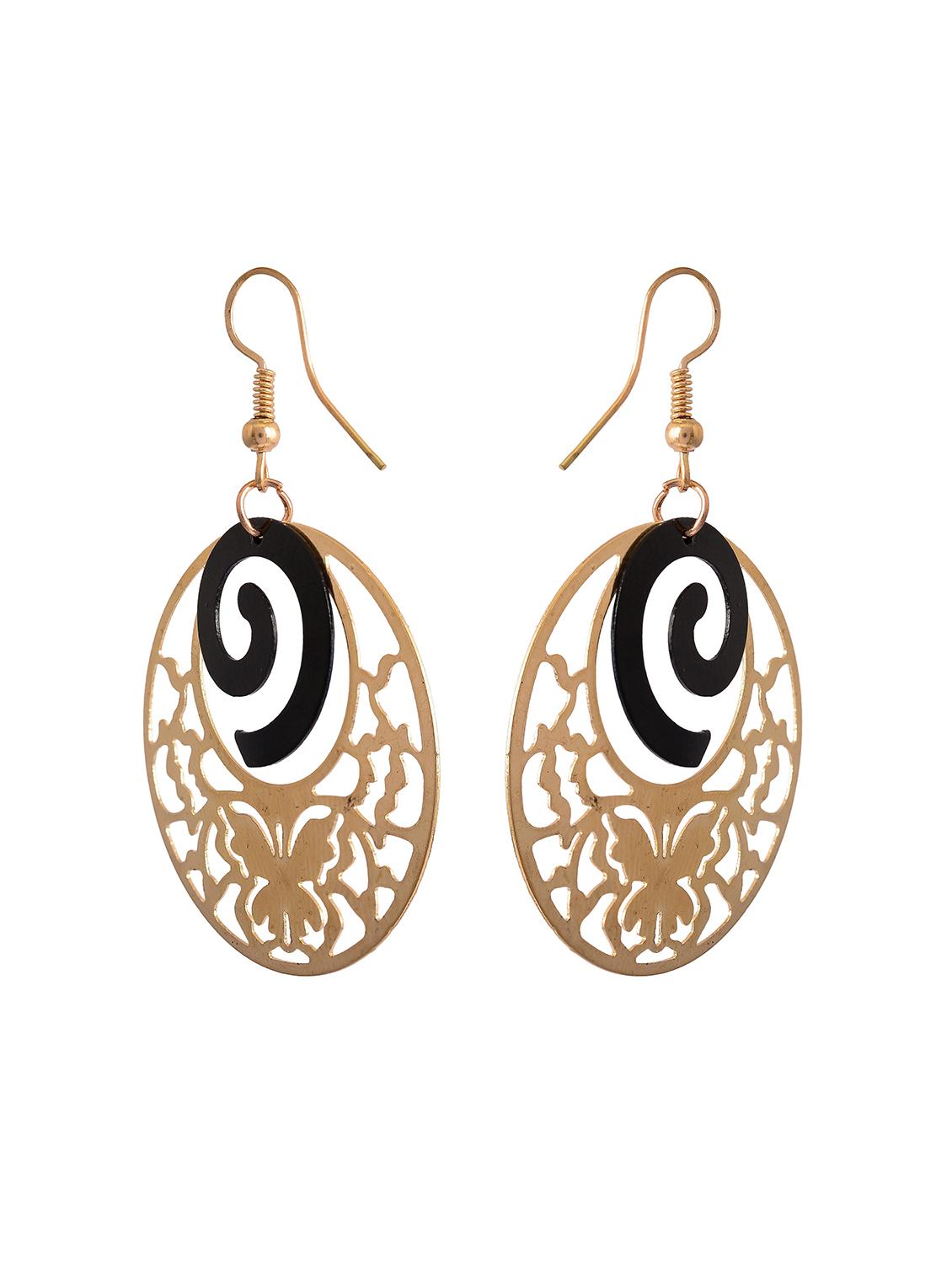 black gold tone drop earrings - 15482837 - Zoom Image - 2
