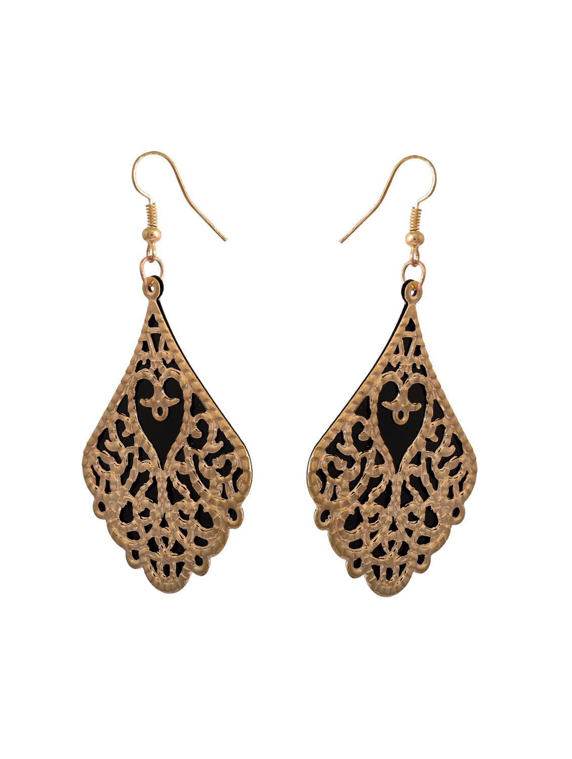 black gold tone drop earrings - 15482839 - Zoom Image - 2