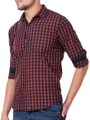 brown cotton casual shirt - 15482955 - Standard Image - 2