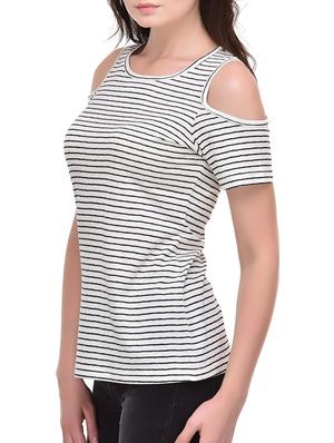 cold shoulder striped top - 15483151 - Standard Image - 2