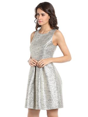 cutout back pleated a-line dress - 15483829 - Standard Image - 2