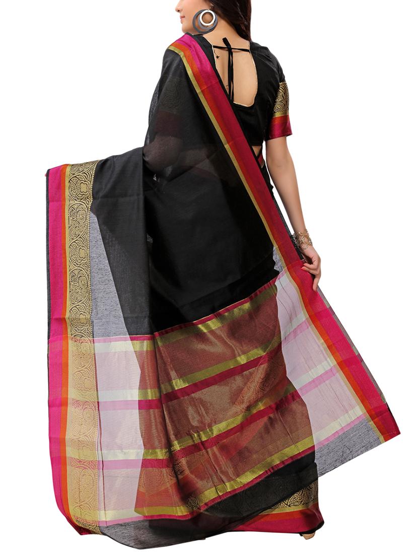 set of 2 zari bordered saree with blouse - 15484221 - Zoom Image - 5