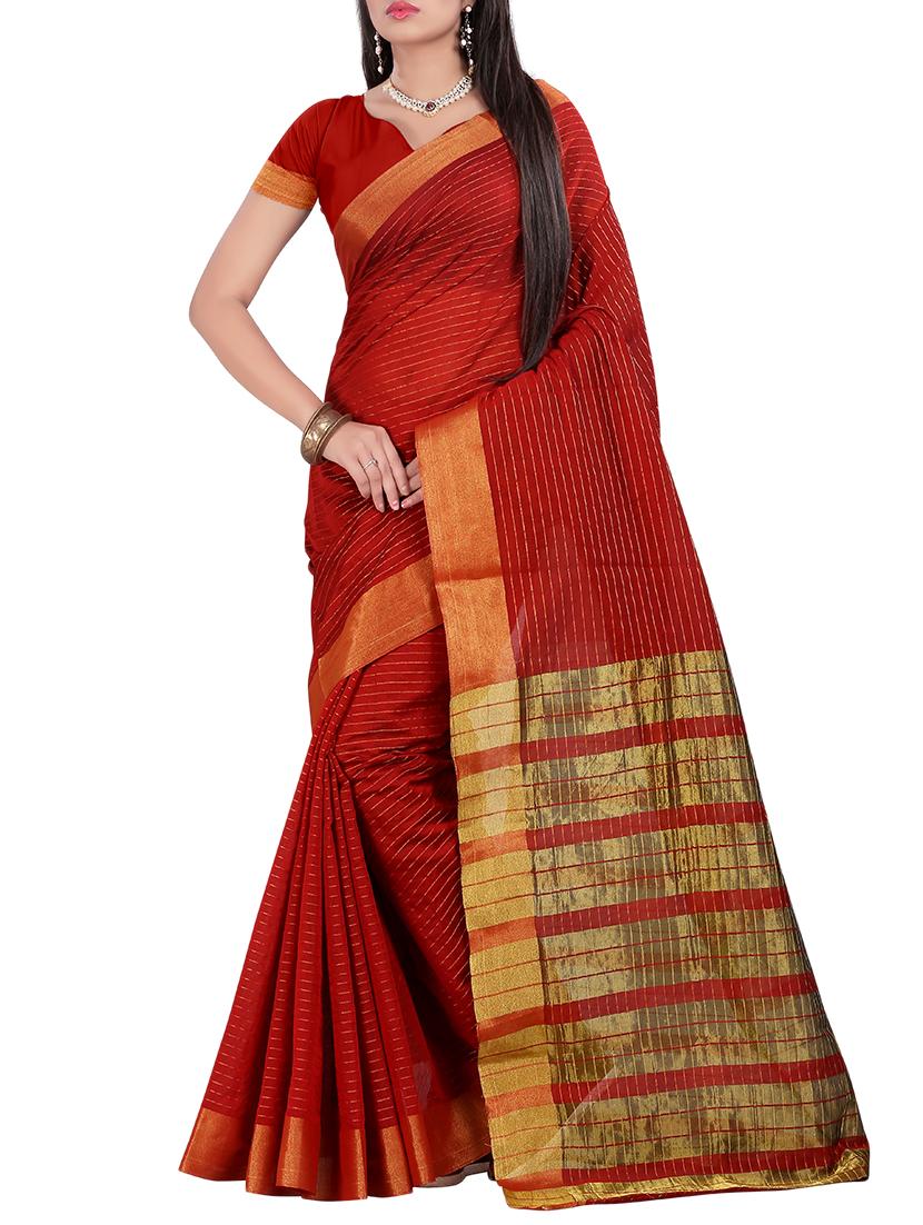 set of 2 zari bordered saree with blouse - 15484287 - Zoom Image - 2