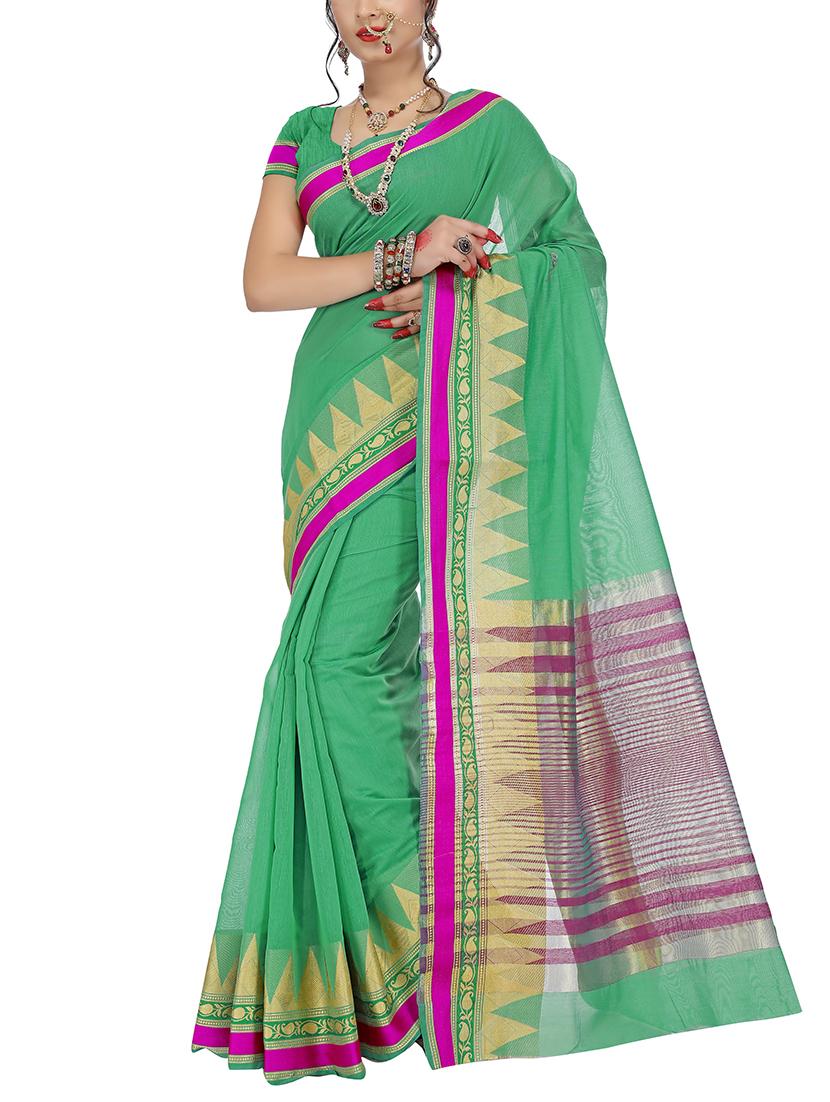 set of 2 zari bordered saree with blouse - 15484338 - Zoom Image - 2
