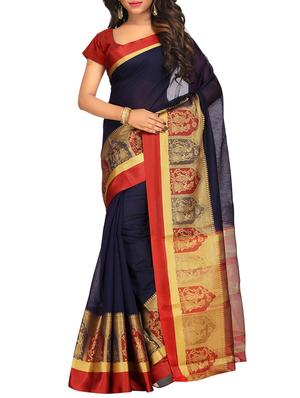 set of 2 zari bordered saree with blouse - 15484364 - Standard Image - 2