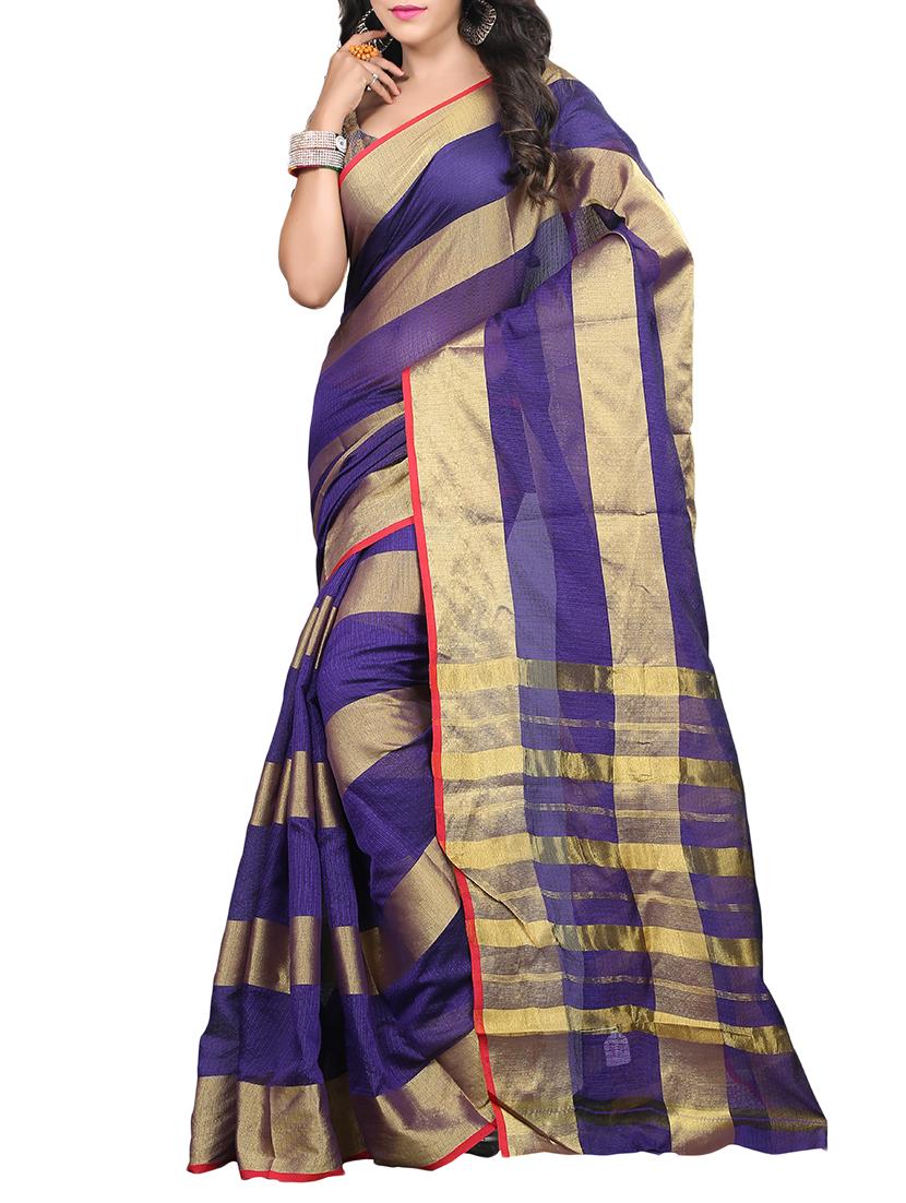set of 2 zari bordered saree with blouse - 15484446 - Zoom Image - 2