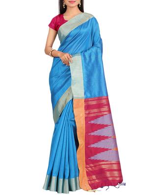 set of 2 zari bordered saree with blouse - 15484506 - Standard Image - 2