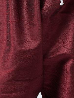 navy blue & maroon silk blend kurta pyjama set - 15485027 - Standard Image - 5