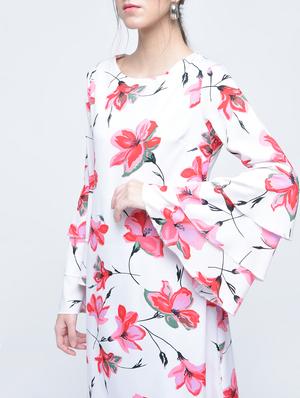 Bell sleeved floral shift dress - 15486010 - Standard Image - 2