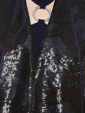 piping detail sequined asymmetric shrug - 15486080 - Standard Image - 5