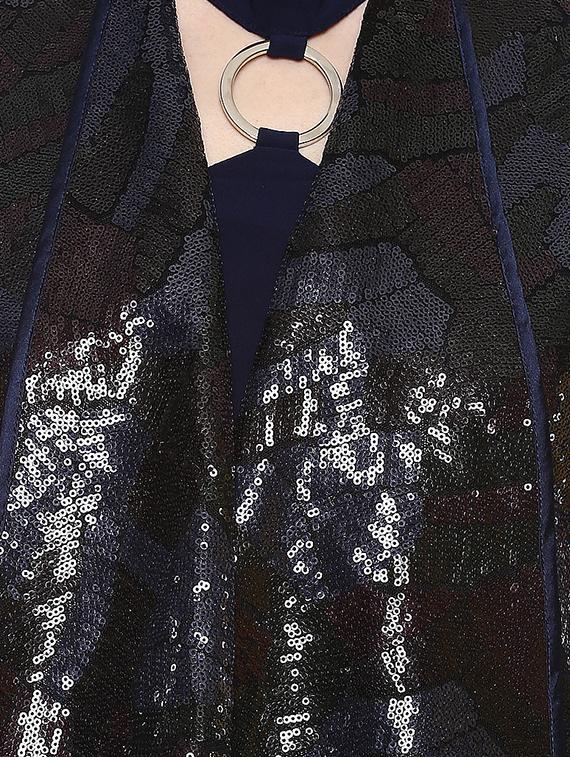 piping detail sequined asymmetric shrug - 15486080 - Zoom Image - 5