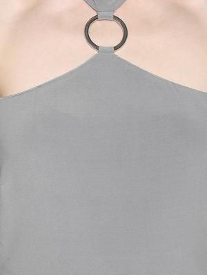 ring detail choker neck maxi dress - 15486322 - Standard Image - 5