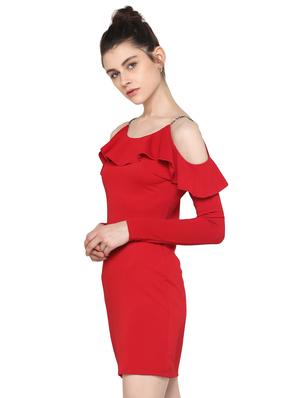 chain strapped ruffle detailed bodycon dress - 15486344 - Standard Image - 2