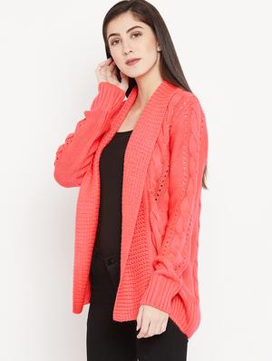 cable pointelle knit woolen shrug - 15486606 - Standard Image - 2