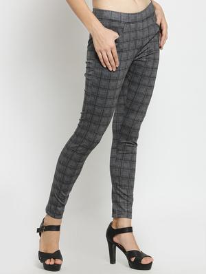 mid waist checkered jegging - 15486905 - Standard Image - 2