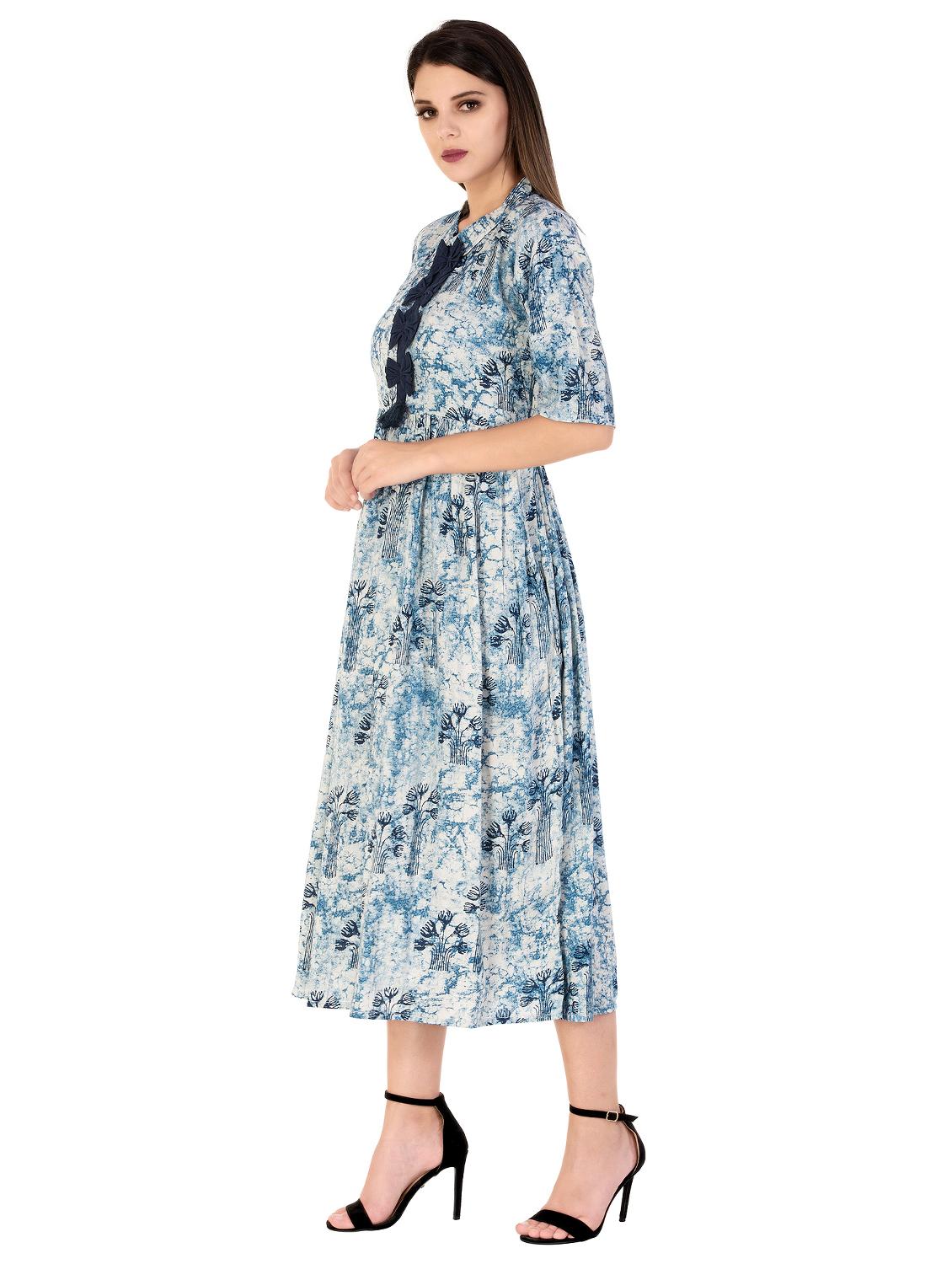 Flared bow detaling kurta - 15486924 - Zoom Image - 2