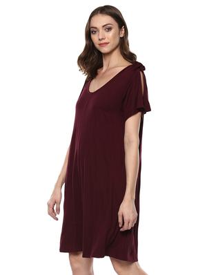 tie knot flutter sleeved a-line dress - 15487137 - Standard Image - 2