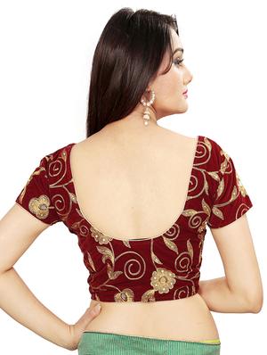 Gold zari embroidered blouse - 15488189 - Standard Image - 2