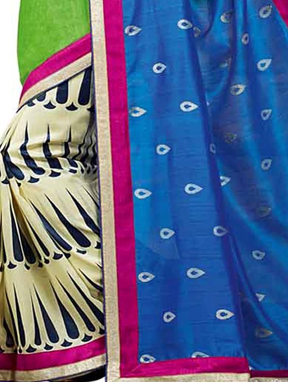 geometrical half and half saree with blouse - 15490123 - Zoom Image - 2