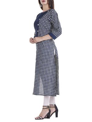 checkered straight kurta - 15490553 - Standard Image - 2