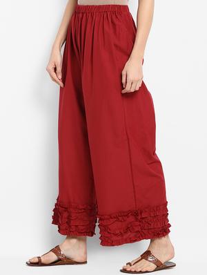 ruffled straight palazzo - 15490879 - Standard Image - 2