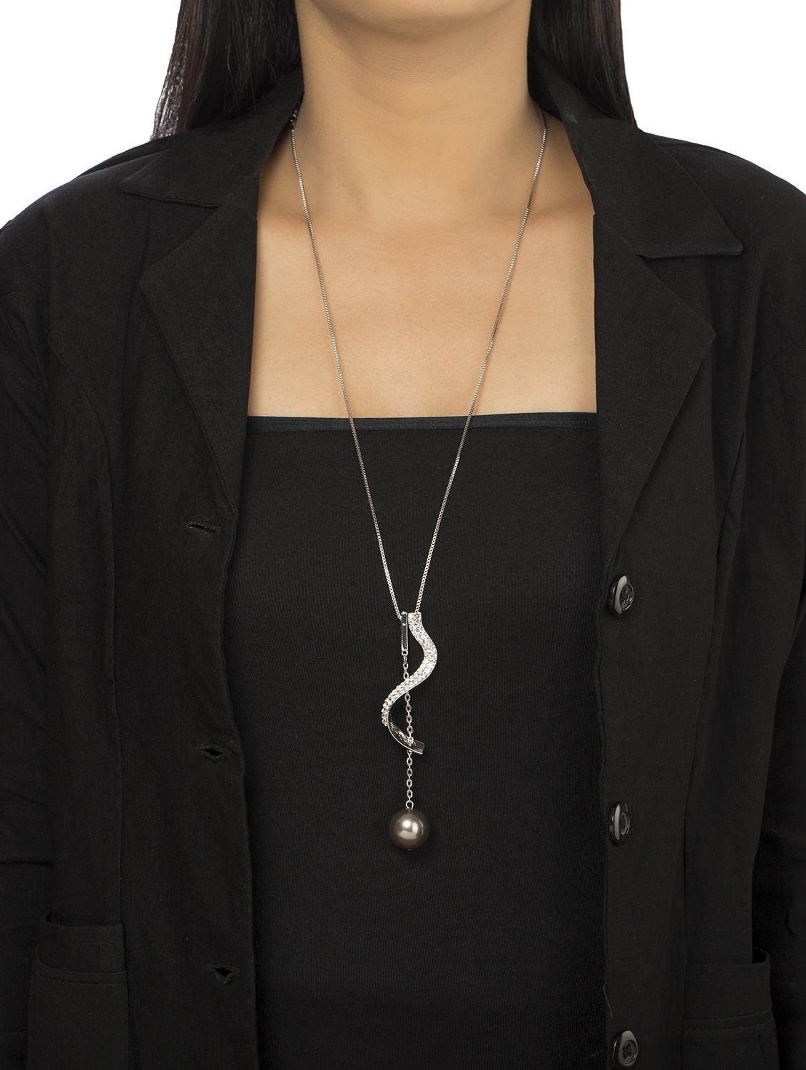 silver tone long necklace - 15490928 - Zoom Image - 2