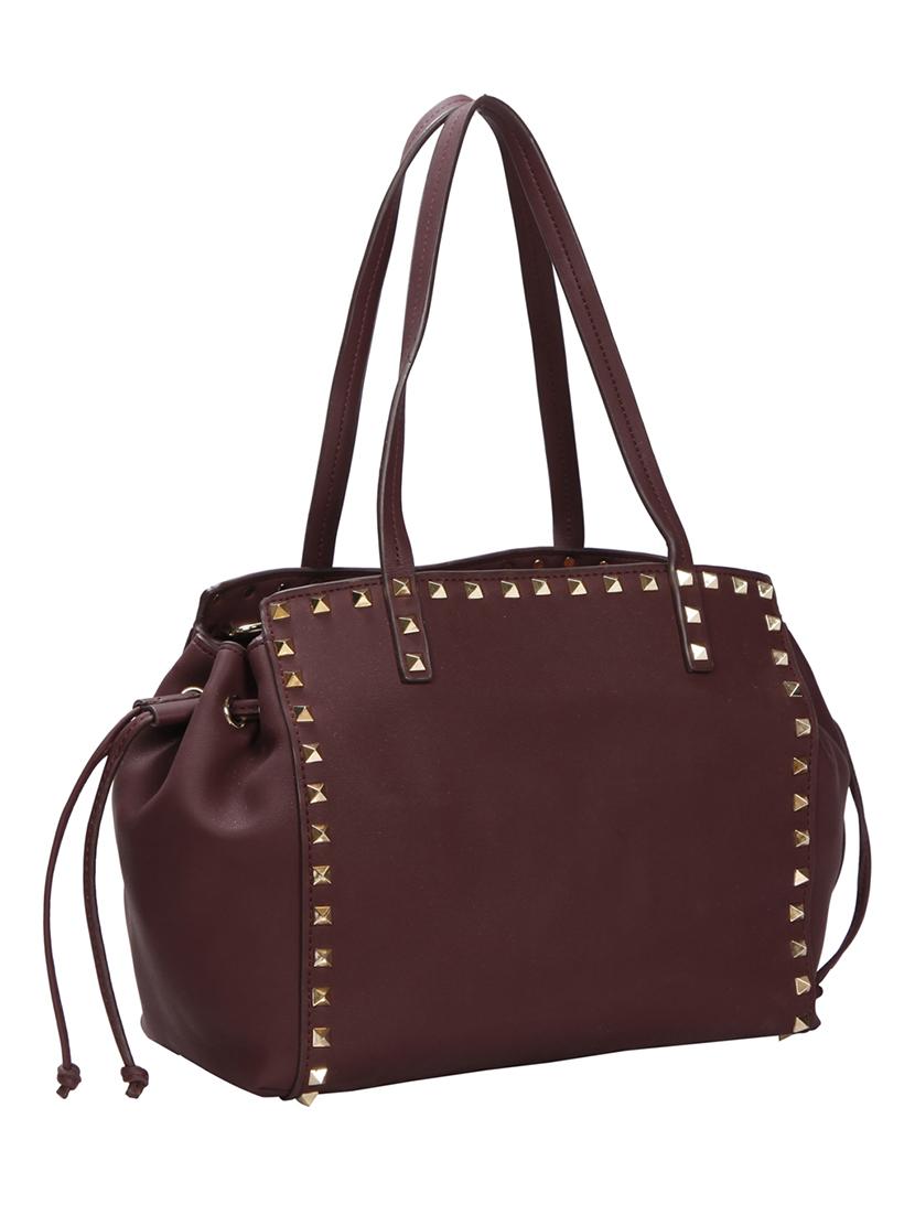 maroon leatherette (pu) regular handbag - 15491065 - Zoom Image - 2