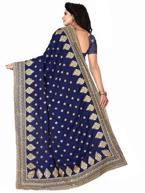 gold thread embroidered saree with blouse - 15491226 - Standard Image - 2